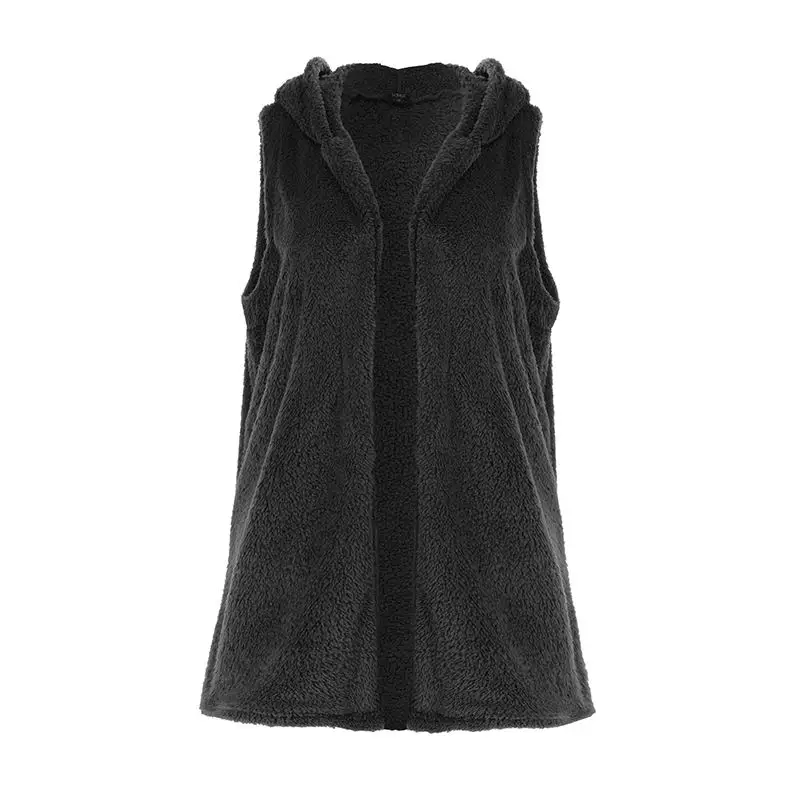 Black VONDA, осенне-зимнее пальто, женские куртки без рукавов, повседневный Свободный кардиган, жилет, топы размера плюс, жилет с капюшоном, теплая верхняя одежда - Цвет: Black