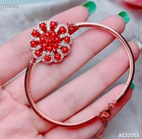 kjjeaxcmy fine jewelry 925 sterling silver inlaid red coral women hand bracelet luxury support detection