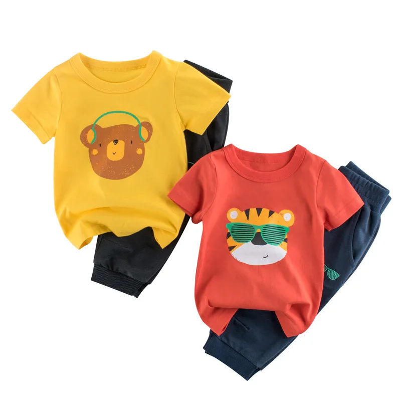 

2 3 4 5 6 7 8 Years Toddler Boys Sets Casual Cartoon Printed Short-sleeved Tshirts Pants for Boy Kids Clothing Summer Child 2pcs