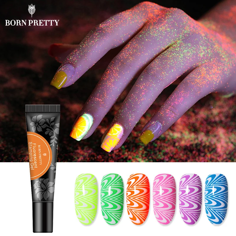 Флуоресцентный неоновый Гель лак BORN PRETTY для стемпинга 8 мл летняя серия яркий