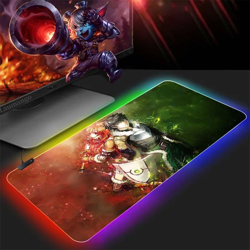 

Восхода щит героя Аниме Gaming Keyboard RGB геймер большой коврик для мыши с изображением светодиодный светящийся USB клавиатура цветная поверхность...