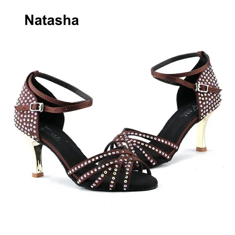 Черные танцевальные туфли Natasha кофейный мешок инкрустированные алмазной обувью