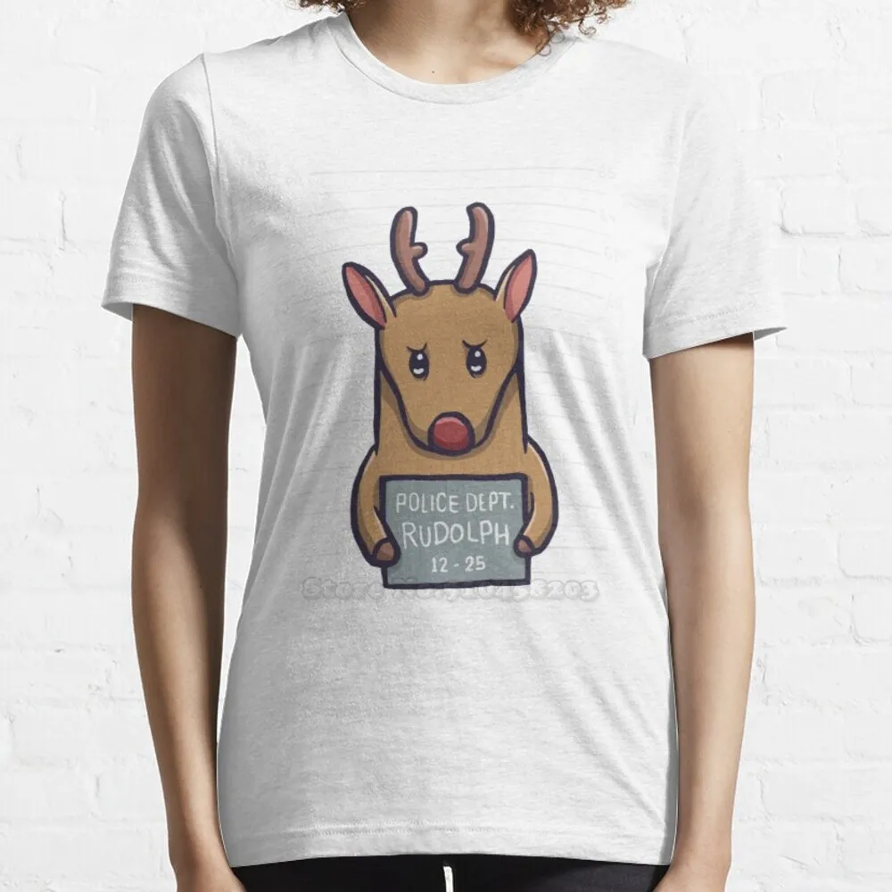 Рождественская футболка северного оленя Рудольф полицейский офицер участок с