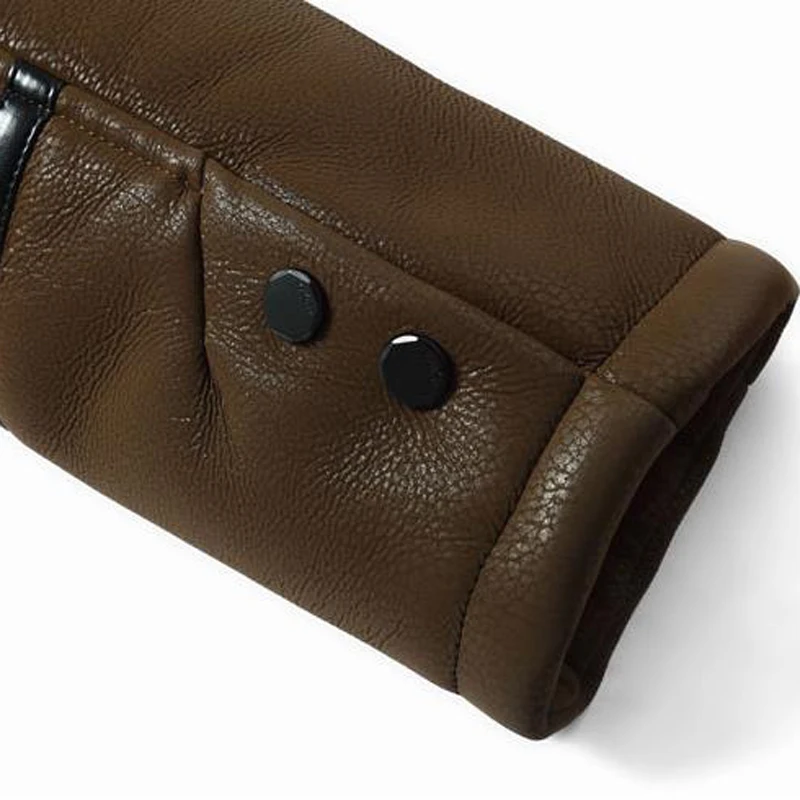 Дизайнерская зимняя мужская кожаная куртка из искусственной овечьей кожи с