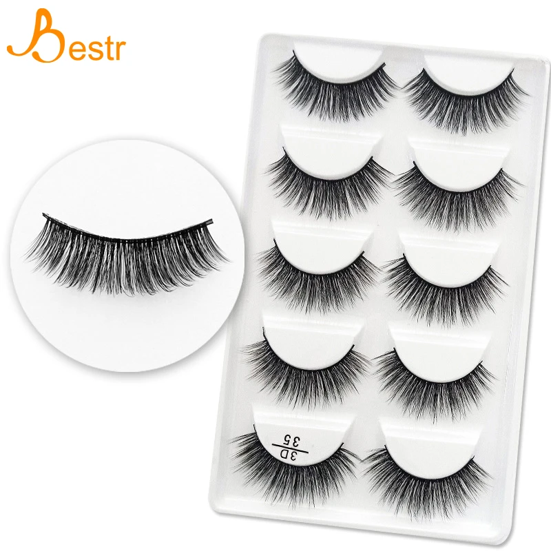 5 Pairs/Box 3D Mink Lashes Natural Thick Fake Eyelashes Volume Artificial Extensions Tools False Makeup | Красота и здоровье