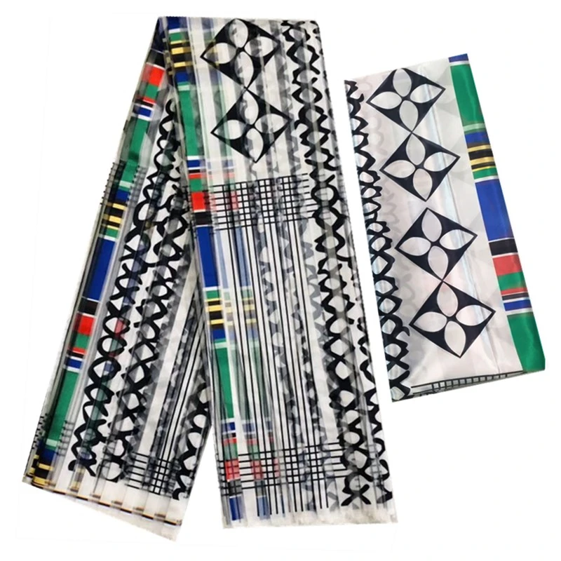 Африканские ткани 2020 Лидер продаж шелковая ткань из органзы 4 + 2 ярда материал