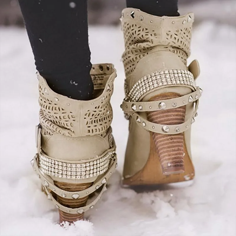 New Autumn Winter Boots women Camel Black Ankle For Women Thick Heel Slip On Ladies Shoes Bota Feminina 35-43 | Обувь