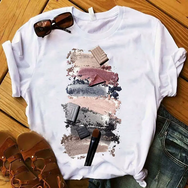 

Women T-Shirts Graphic Finger Nail Paint Color Fashion Shirts Clothes Cute Printed Tops Female T-Shirt Oversized Ladies Tee Tops