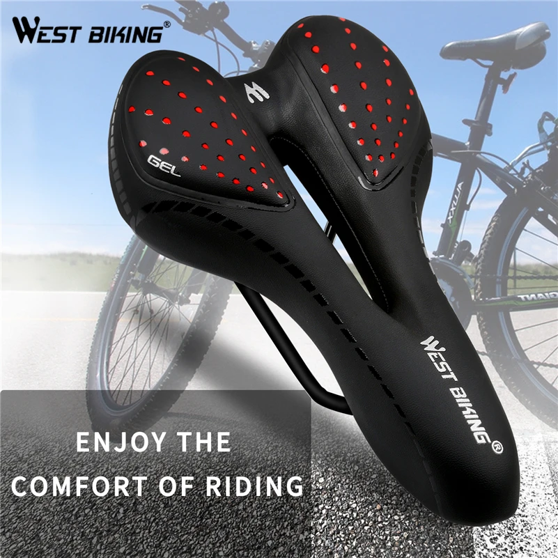WEST BIKING велосипедное седло, удобная силиконовая подушка, силикагель, полое Велосипедное Сиденье, противоударное, горная дорога, велосипедное седло