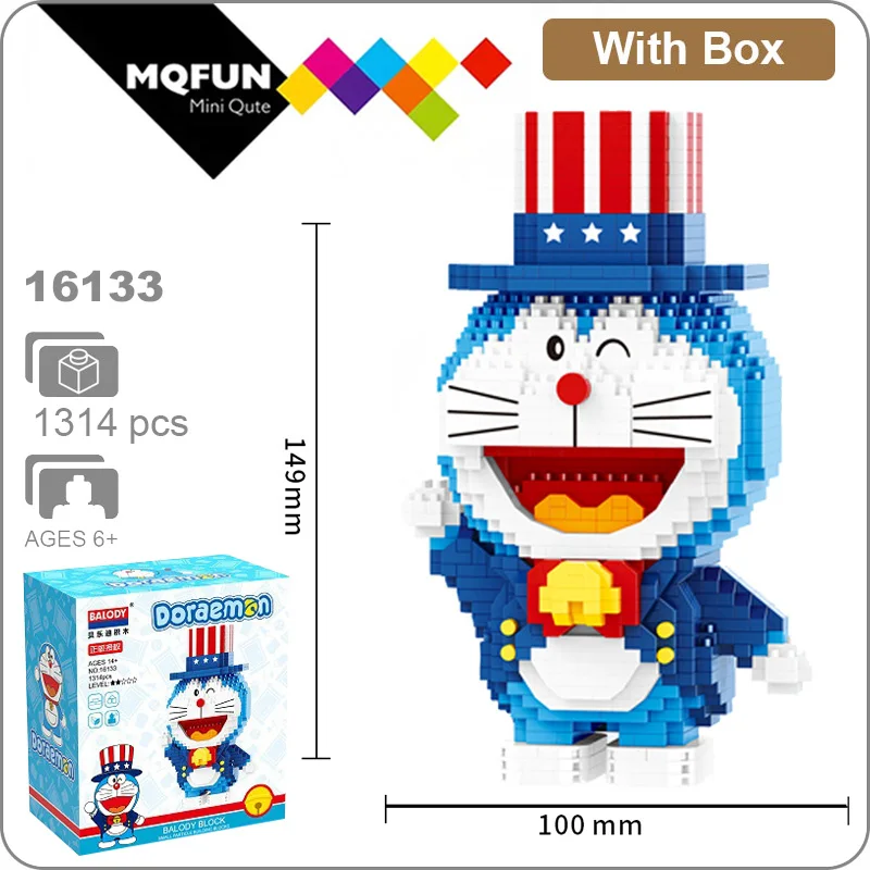 Balody аниме Дораэмон животные солдат волшебник зимняя подставка Sit Cat модель 3D