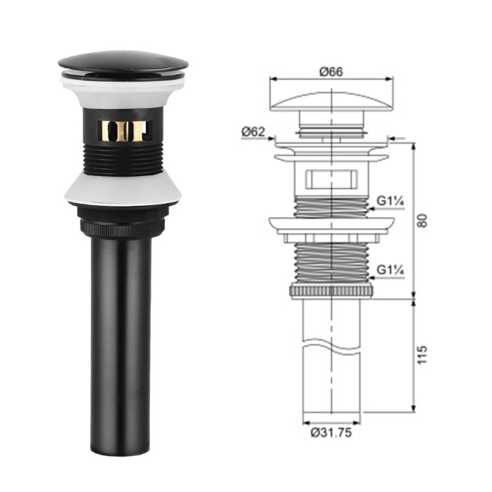 

Vessel Sink Drain Pops-Up Drain Without Overflow Bathroom Sink Stopper Drain Vanity Strainer Hair Catcher Anti-Clogging Sink New