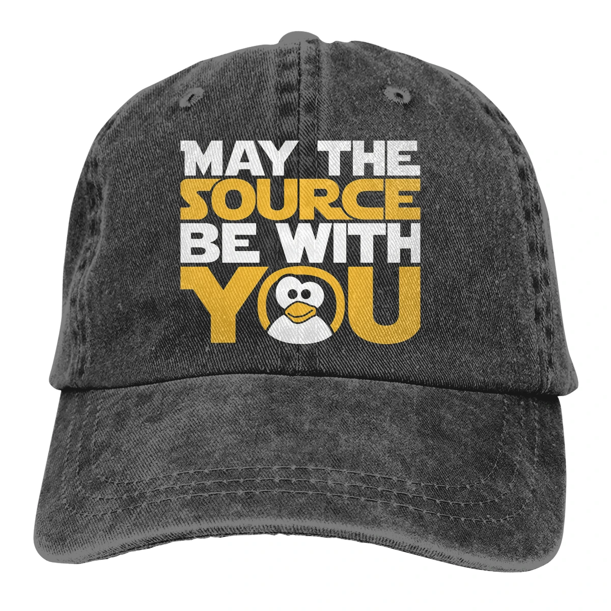 

Pure Color Dad Hats May The Source Be With You Women's Hat Sun Visor Baseball Caps Linux Operating System Tux Penguin Peaked Cap