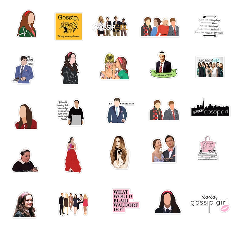 103050pcspack classic tv show gossip girl stickers for refrigerator car helmet diy gift box bicycle guitar decal notebook etc free global shipping