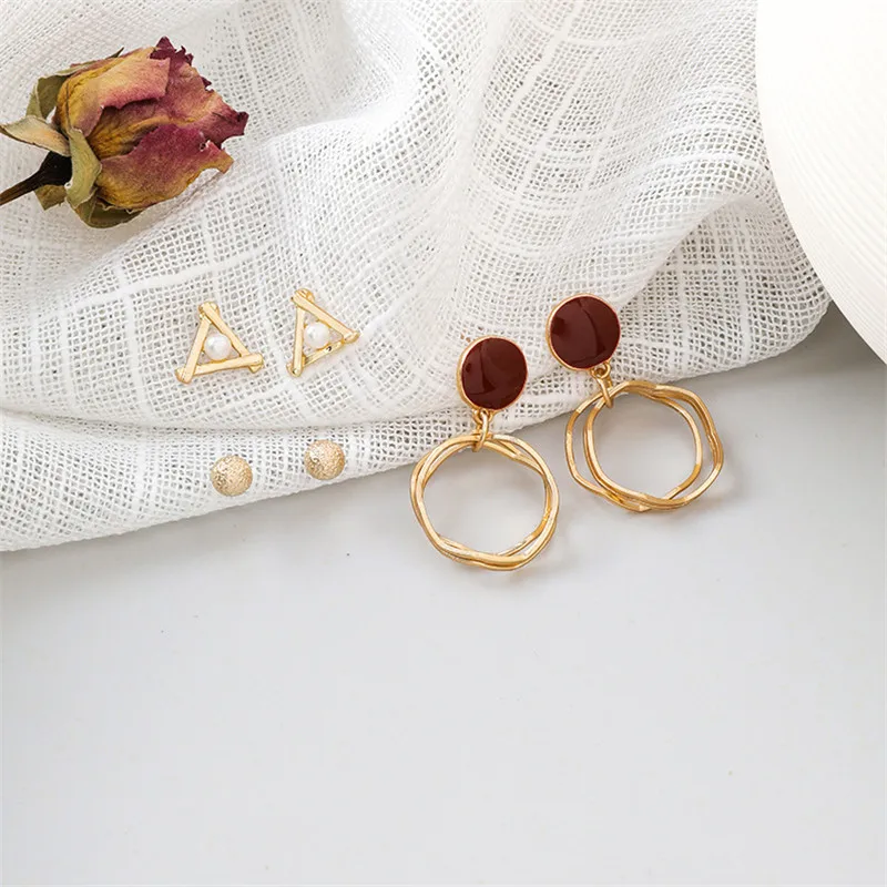 6 шт./компл. винтажные Модные женские богемные серьги-кольца геометрические