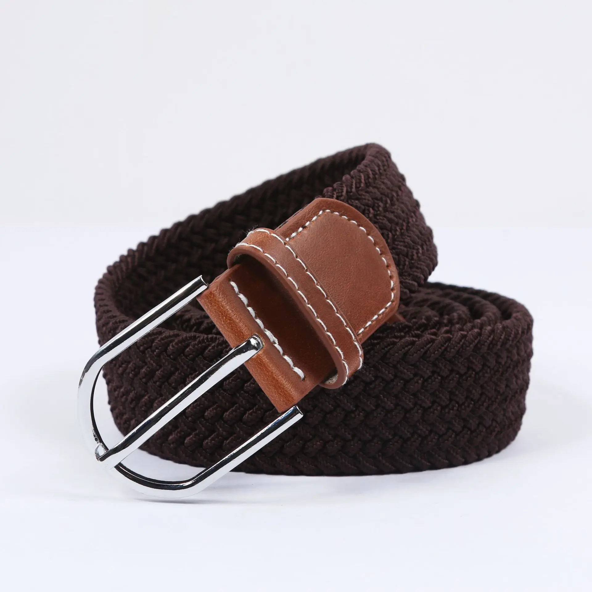 

3.5cm Elastic Casual Ladies Alloy Pin Buckle Canvas Youth Student Solid Color Woven Trouser Belt