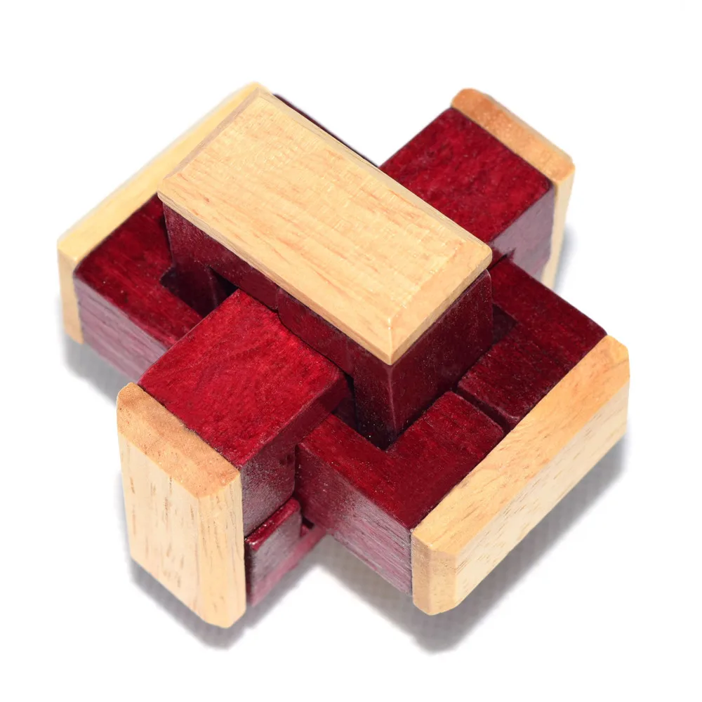 Новый дизайн IQ Brain Teaser Kong Ming Lock 3D деревянная Блокировка заусенцев Пазлы игра