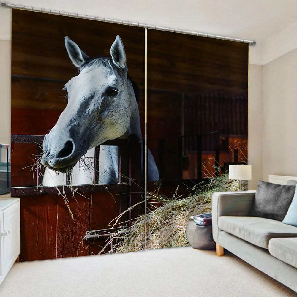 

New horse curtains 3d Curtains Blackout for Living Room Kids Bedroom Fabric personality curtains