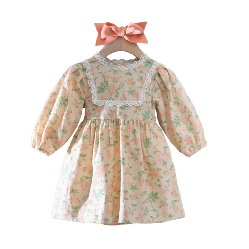 

Korean Spring Summer 2021 Girl Clothes Children Floral Sweet Cute Lace Princess Dress