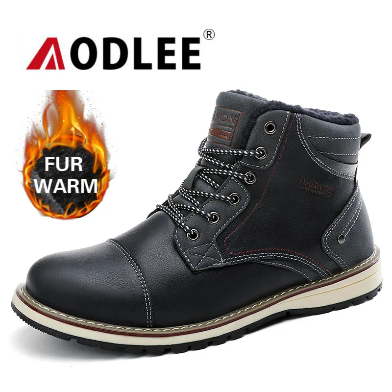 Мужская зимняя обувь уличные плюшевые меховые теплые зимние ботинки martin для