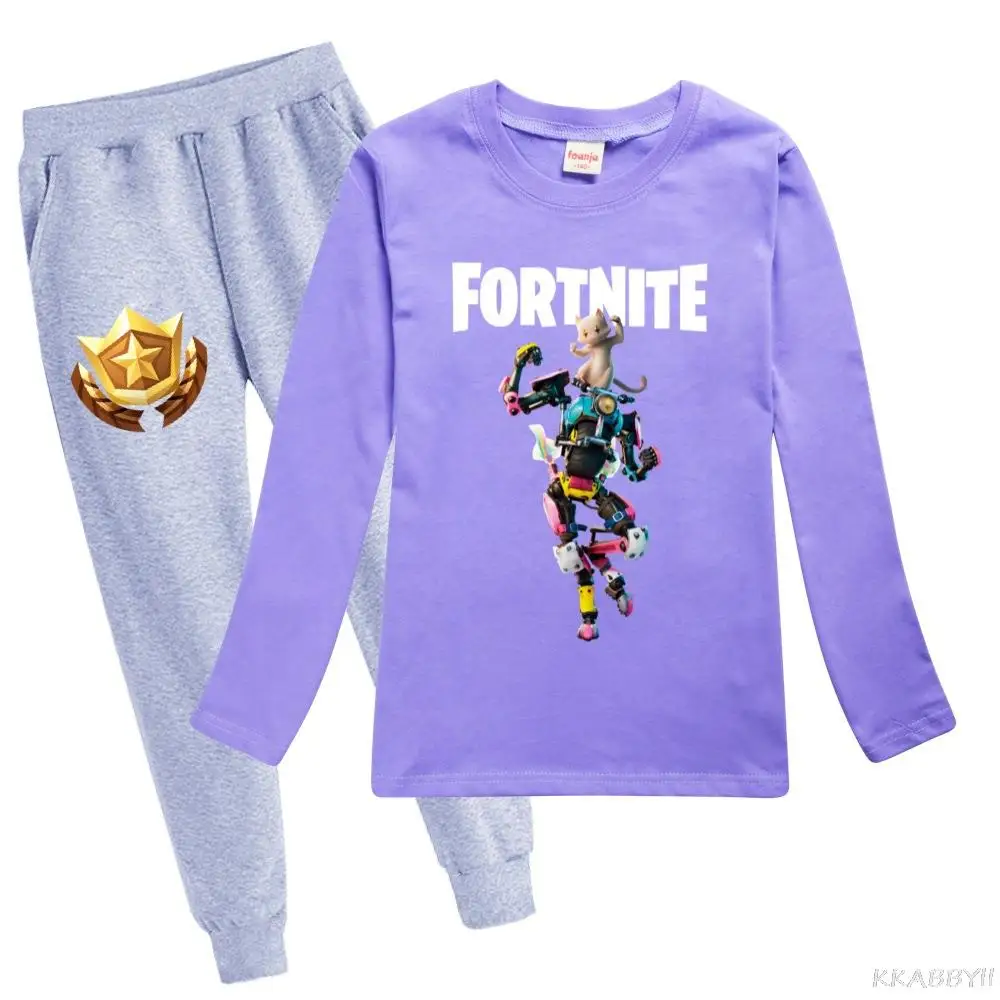 Комплект одежды для мальчиков и девочек Fortnites хлопковый спортивный костюм