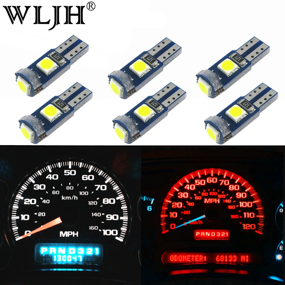 

WLJH 6x Canbus T5 LED 3030 SMD 74 Lamp Car Dash Instrument Panel Light Bulb for BMW E30 E32 E34 E36 E21 E28 E12 E38 E31 E83