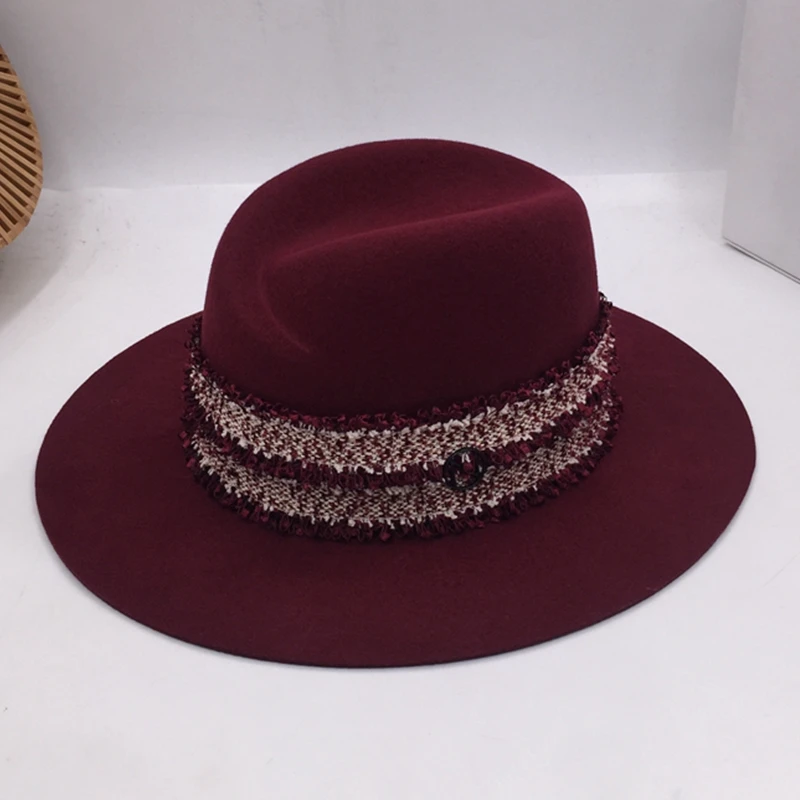 Флисовая шляпа в стиле ретро с бахромой|Женские фетровые шляпы| |