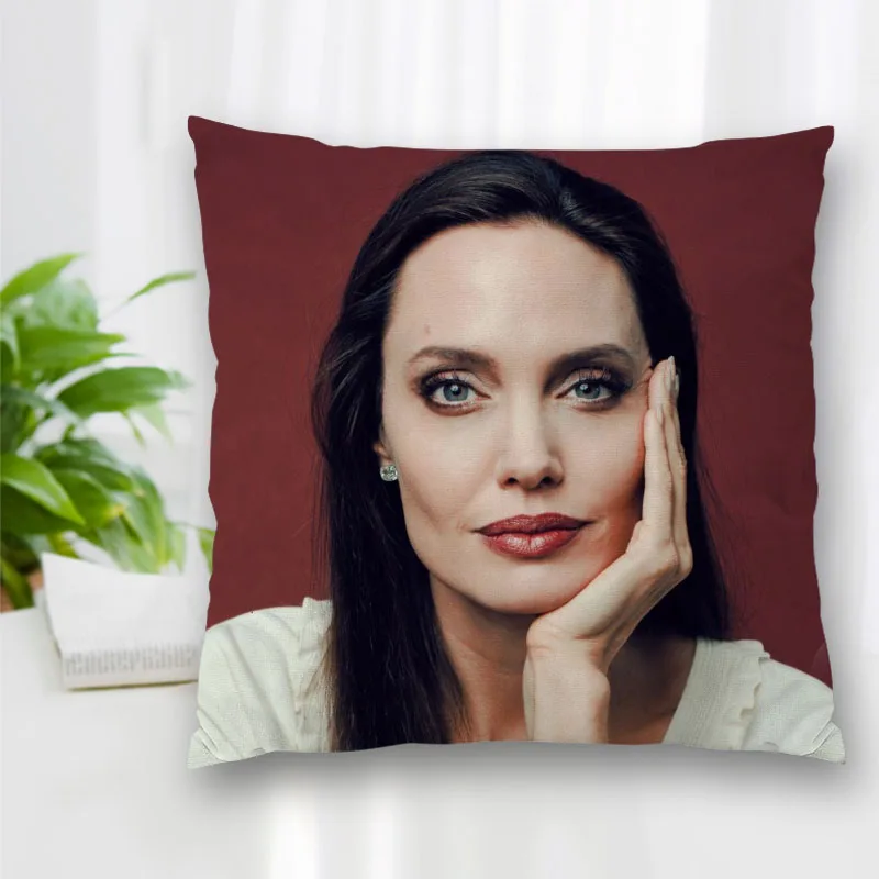 Custom Angelina Jolie Actor Pillow Slips Polyester Decorative Pillowcases Zipper Case Pillowcase Cover Square 40x40cm | Дом и сад