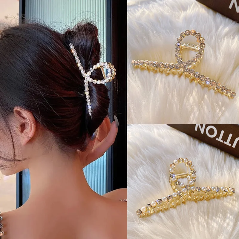 

Модные искусственные бриллиантовые зажимы для волос, золотистые полые заколки для волос для женщин и девушек, аксессуары для волос, новинка