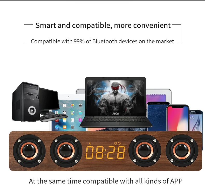 Портативный дерево беспроводной Bluetooth музыкальная система 20 Вт высокоточные