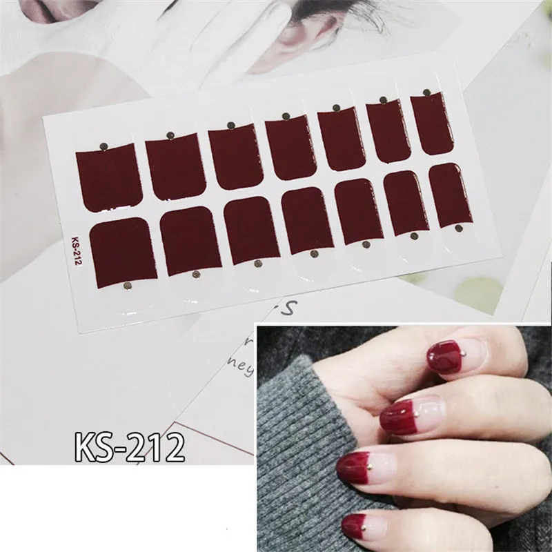 14 наконечников/Лист наклейки для ногтей Геометрическая полоса цветной узор