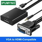 VGA к HDMI-совместимый динамик Aux аудио кабель ps4 tv box сплиттер конвертер Displayport телевизионный проектор расширитель адаптер