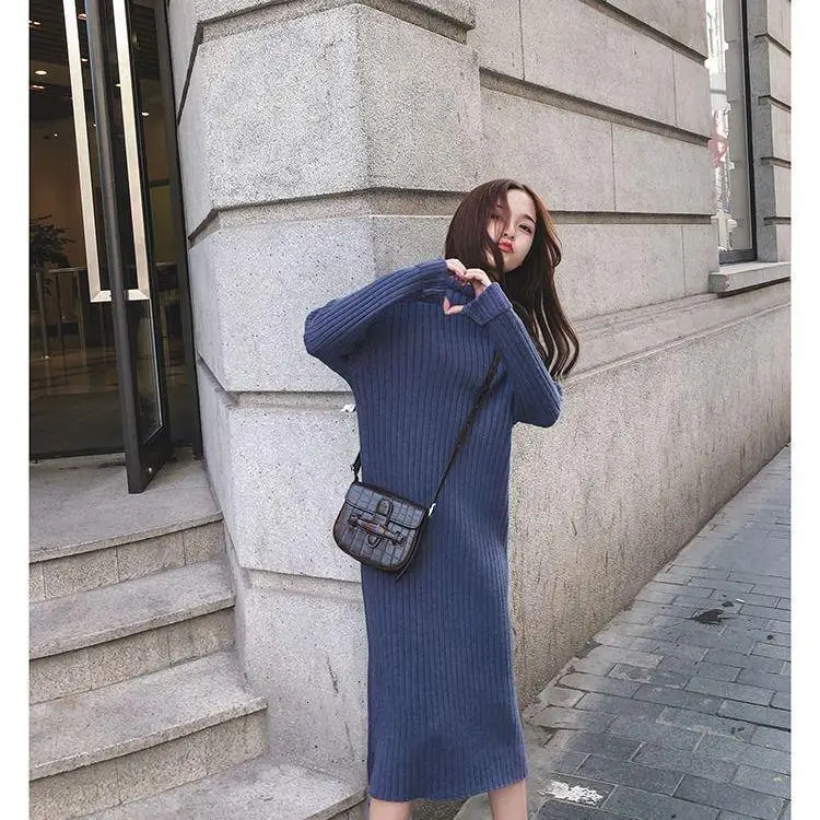 Длинный свободный свитер большого размера вязаный зимний Макси-Скейтер модное