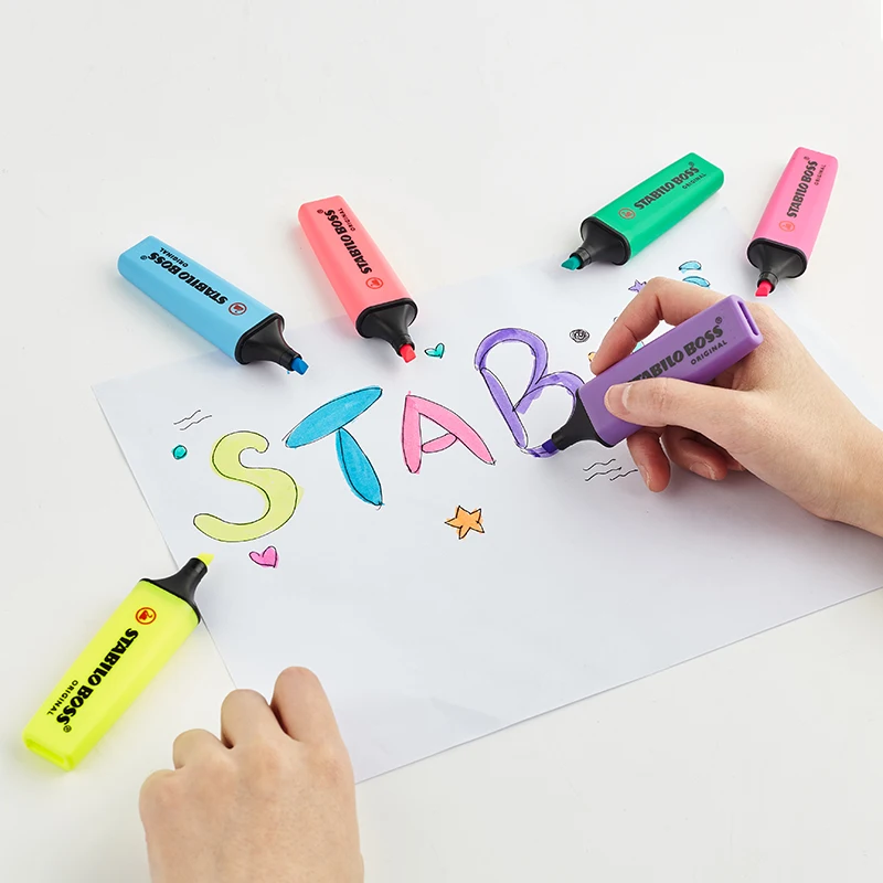 Ассорти 15 цветов STABILO BOSS оригинальные флуоресцентные и пастельные