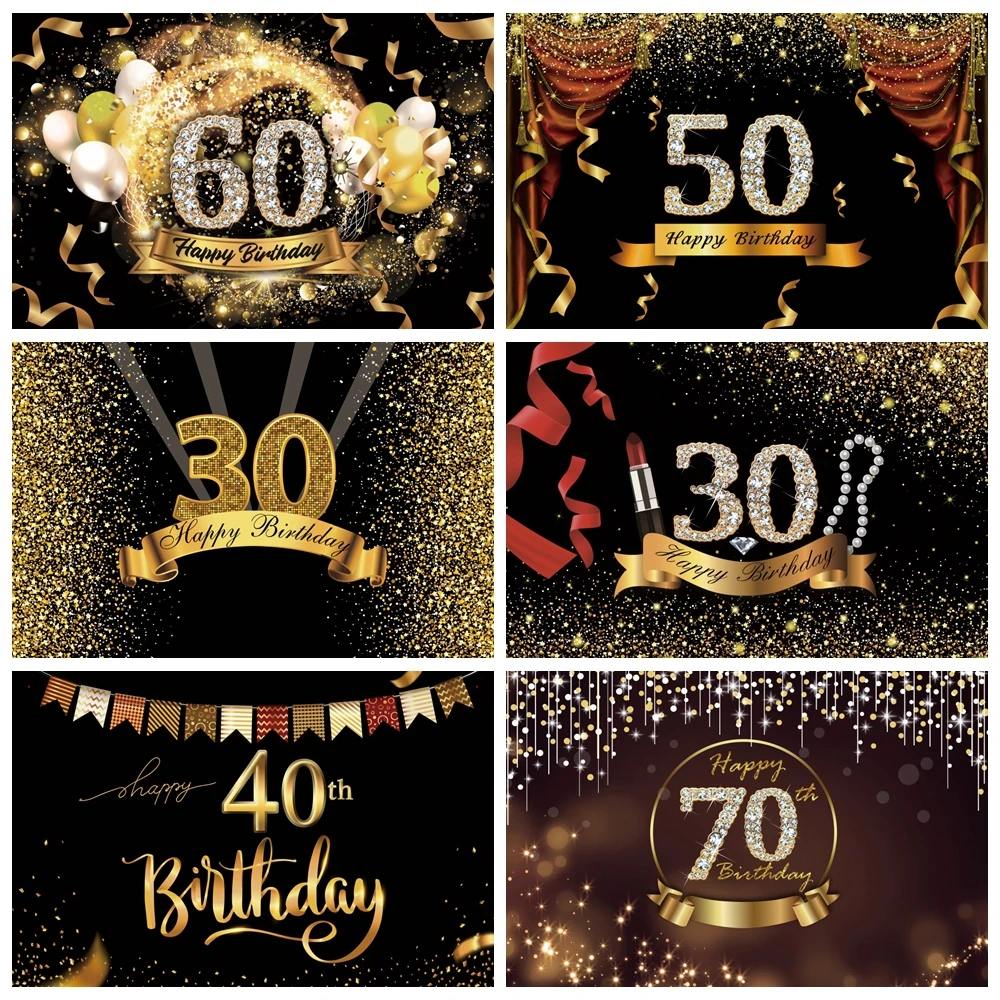 

Laeacco Birthday Party 30th 40th 50th 60th Customized Poster Family Shoot Photocall Photo Background Photo Backdrop Photostudio