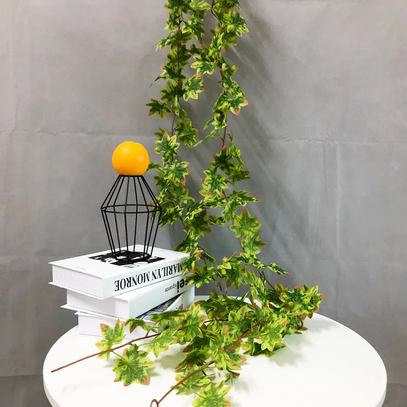 

Simulation Octagonal Maple Leaf Rattan Artificial Plastic Vine Fake Plant Halloween Wall Hanging Home Decoration Green Plants