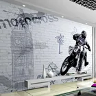 3D настенные фрески на заказ в стиле ретро с изображением мотоцикла, кирпичная стена, фотообои для ресторана, кафе, настенная живопись, 3D фрески
