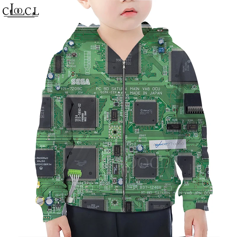 

CLOOCL Family Fitted Newest Electronic Chip 3D Print Zipper Hoodies Boy Girl Kids Fashion Zipper Hooded Harajuku Tops