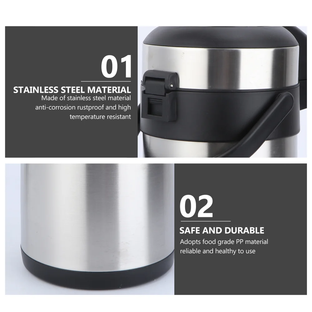 

3L Pressure Type Stainless Steel Household Insulation Bottle Large Capacity Keep Warm Water Pot Coffee Thermal Kettle
