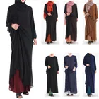 Длинная мусульманская женская одежда с обеих сторон, Макси-Платья из Дубая, мусульманская одежда, Летняя Сексуальная Повседневная мусульманская женская одежда с круглым вырезом