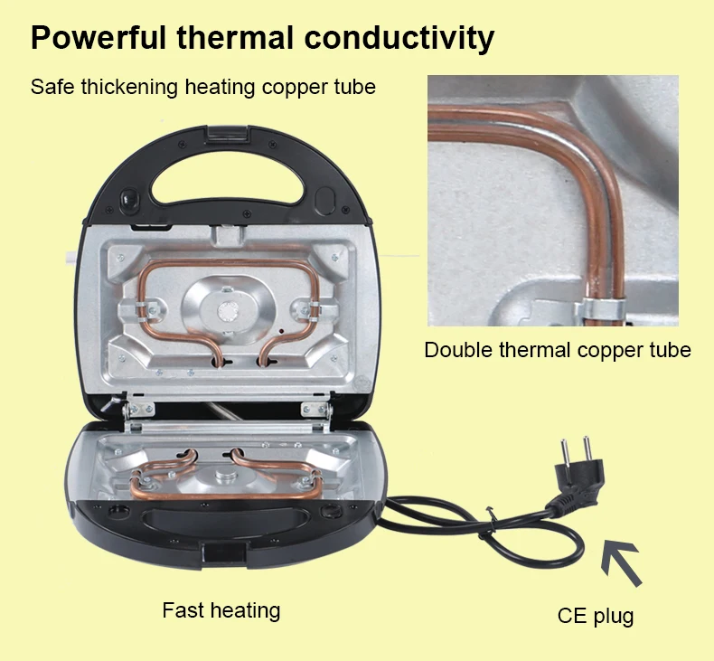 

EU/US Electric Sanwich Maker Automatic Mini Waffle Bread Breakfast Baking Machine Oven Iron Grill 3 Changeable Plate Toaster Pan