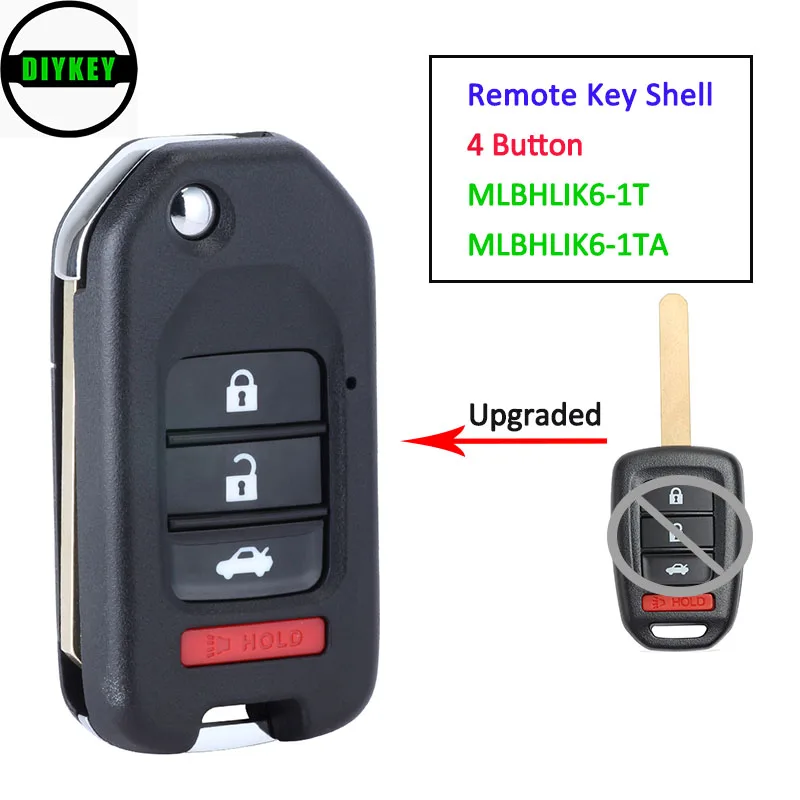 DIYKEY Модернизированный дистанционного ключа оболочки чехол Замена 4 кнопки для