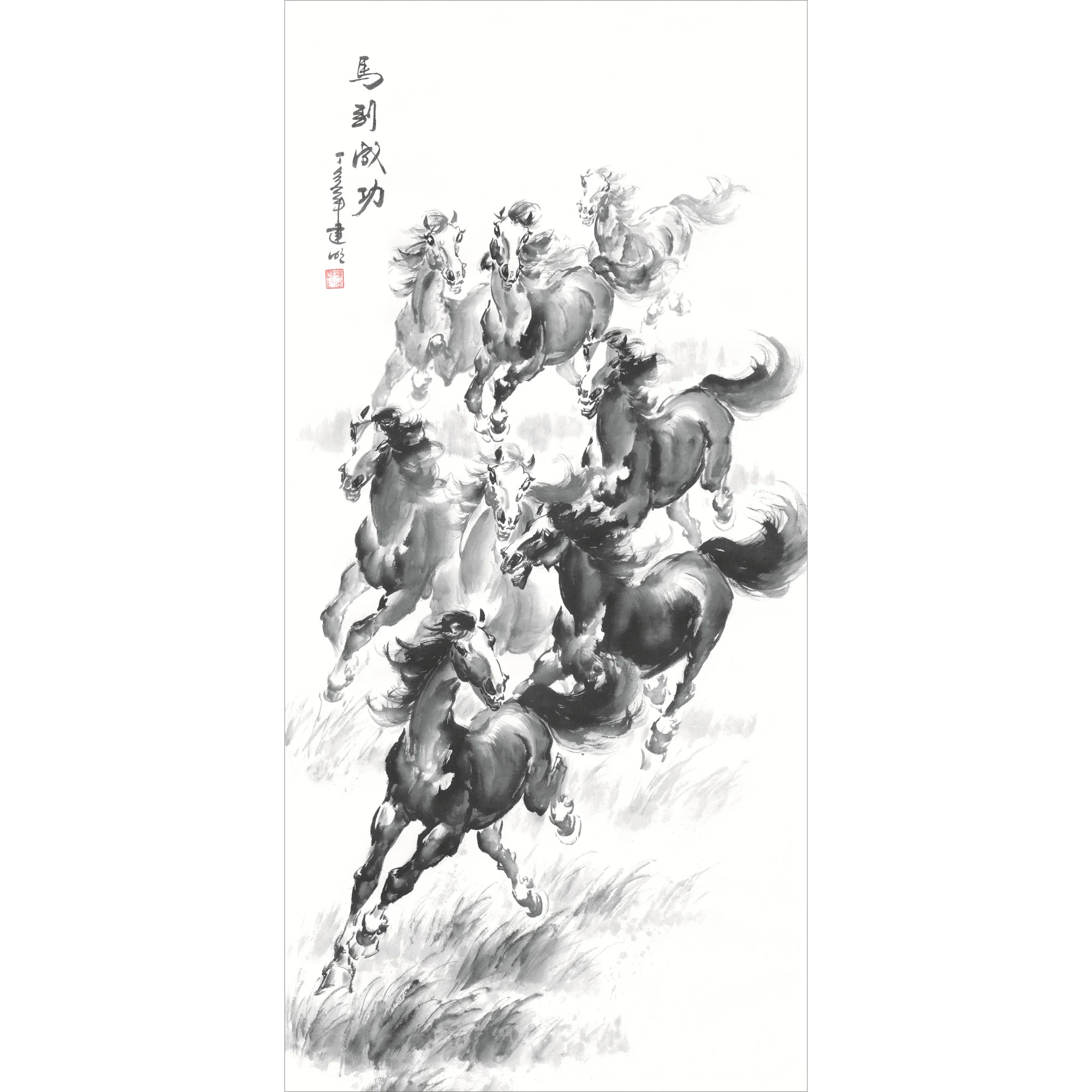 

Wall Art Painting by Numbers, ,Chinese Traditional Silk Scroll Painting Wall Pictures, Poster Prints , Horse