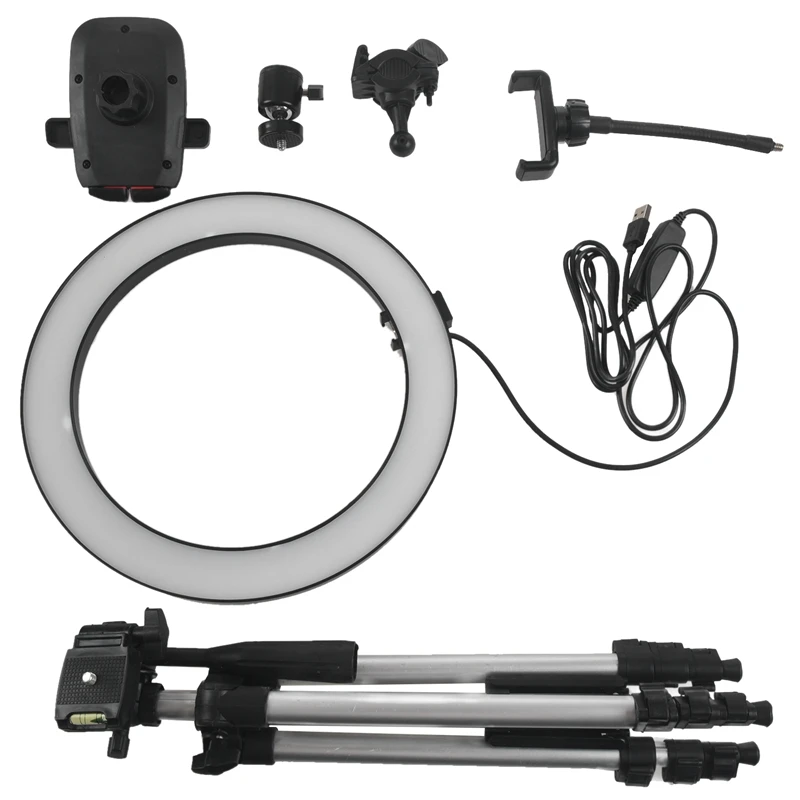 

New Tripod Phone Holder Clip With Led Ring Light Camera Photography Annular Lamp Studio Ringlight For Youtube Makeup Phone Selfi