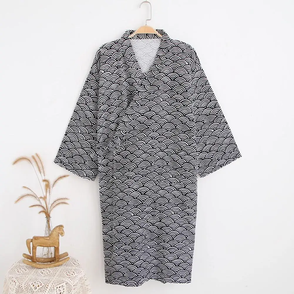 

Халат-кимоно мужской с принтом, свободная ночная рубашка, Халат средней длины