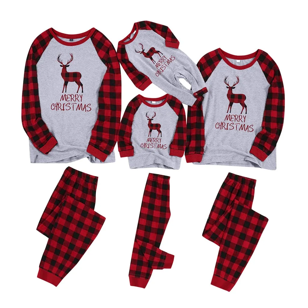 Рождественские пижамы для всей семьи комплект 2020 костюм родителей и ребенка