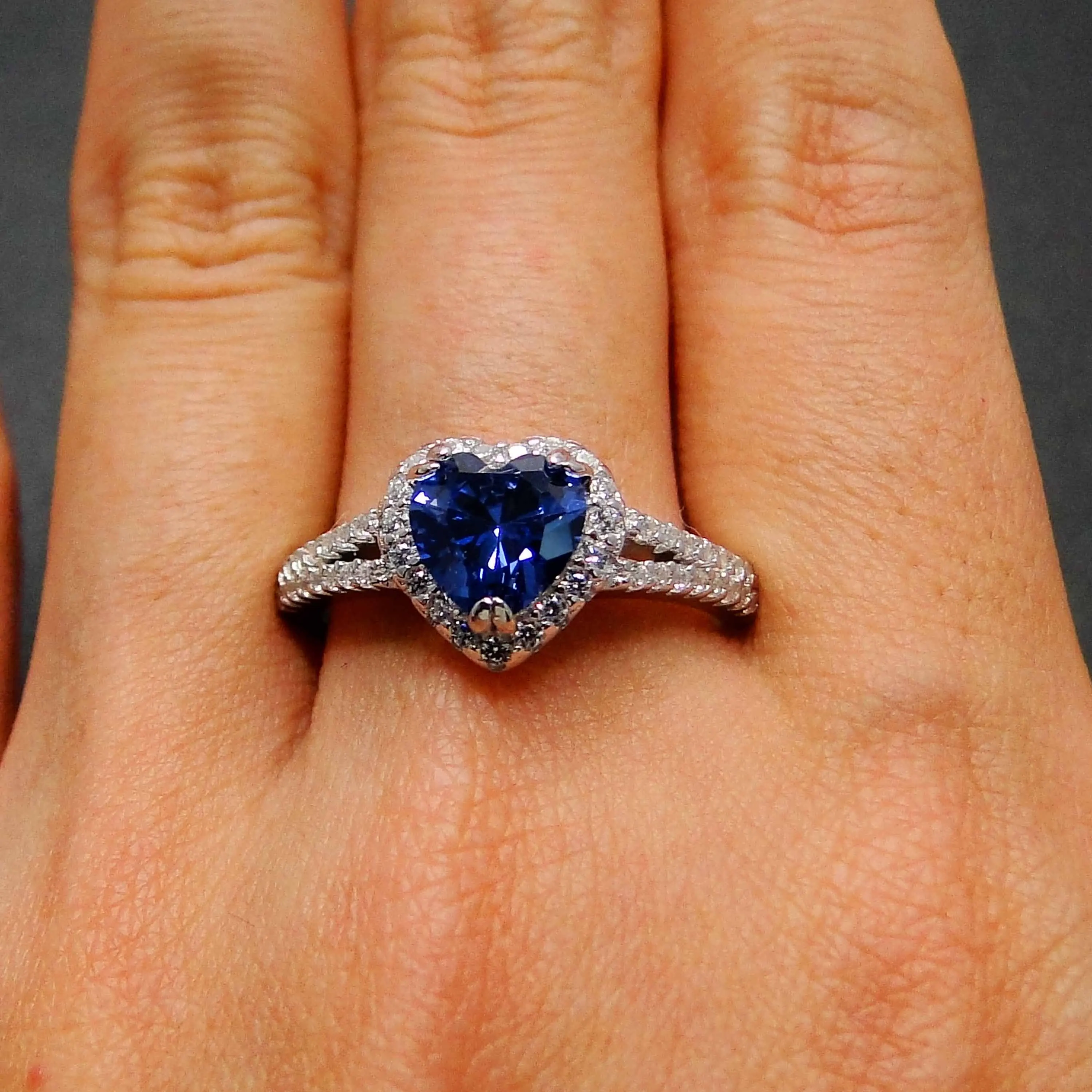 

Engagment Wedding Jewelry 925 Sterling Silver Ring Blue Tanzanite CZ Ring For Women Jewelry Gift