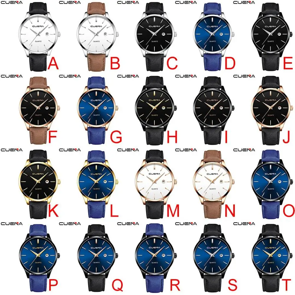 

Watch Men CUENA Business Leath Belt Watch Three Eyes Six-Piece Calendar Quartz Watch reloj relogio masculino 30X