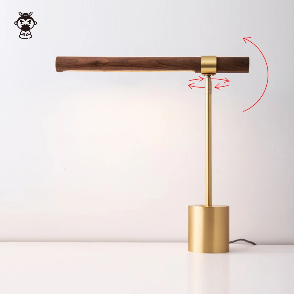 Walunt Wood Rotation LED Table Lamp Fixture Nordic Contemporary Luxury Minimalist Style Reading Desk Lighting Study Room Office | Освещение