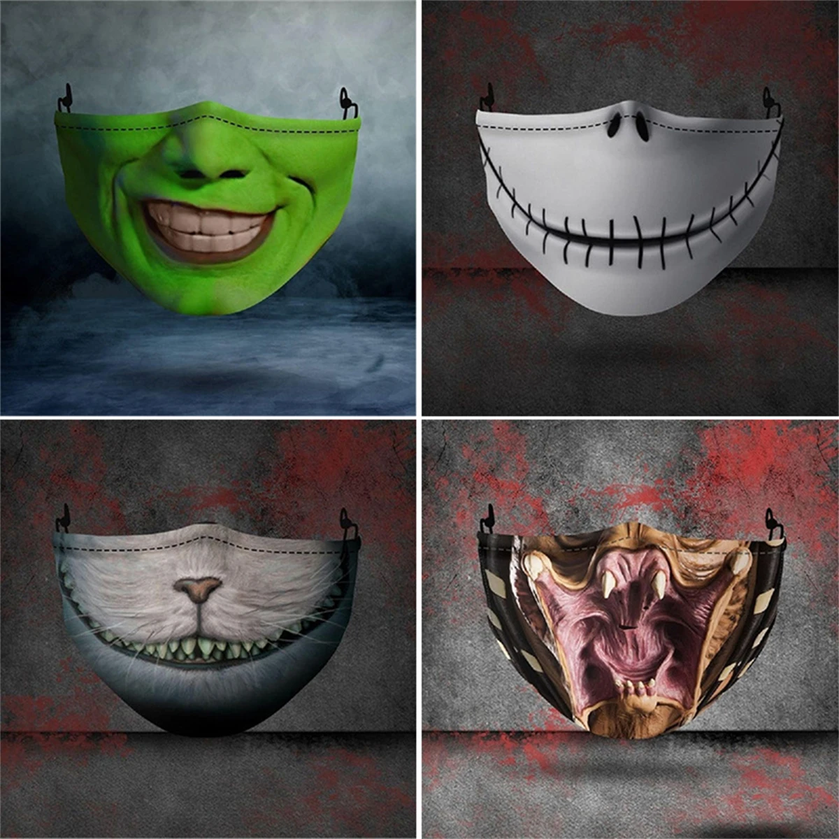 

2021 Halloween New Arrivals 21 Styles Facial Mask Adult Funny Spoof Horror Scary Dustproof Cotton Cloth Face Mask Mouth-muffle
