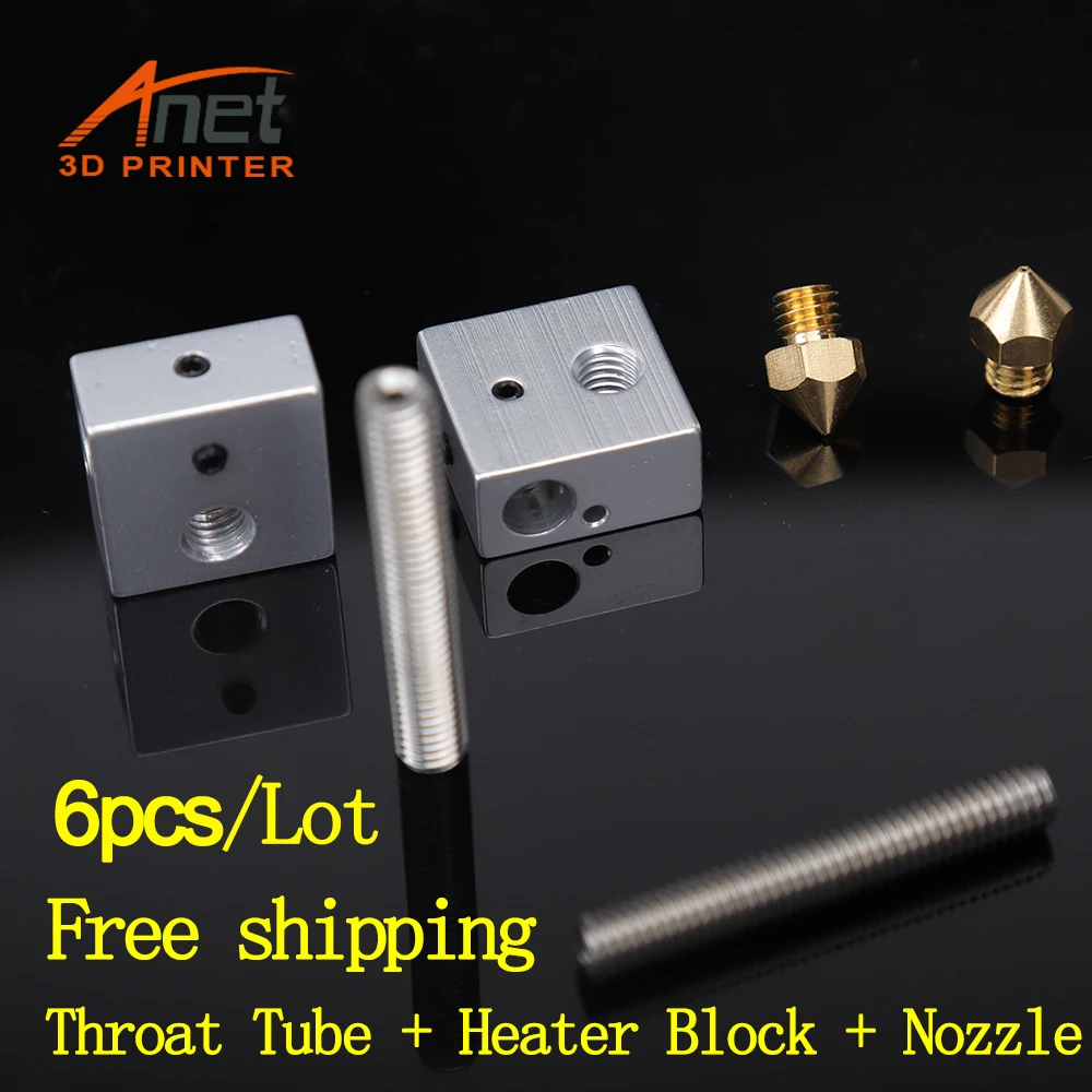 Фото Anet 3D Printer Parts Hotend 2pcs 0.4mm Brass Nozzle + Heater Block 30mm/40mm Thorat tube For A8 Extruder Компьютеры и офис Anet 3D Printer Parts Hotend 2pcs 0.4mm Brass Nozzle + Heater Block 30mm/40mm Thorat tube For A8 Extruder Компьютеры и офис